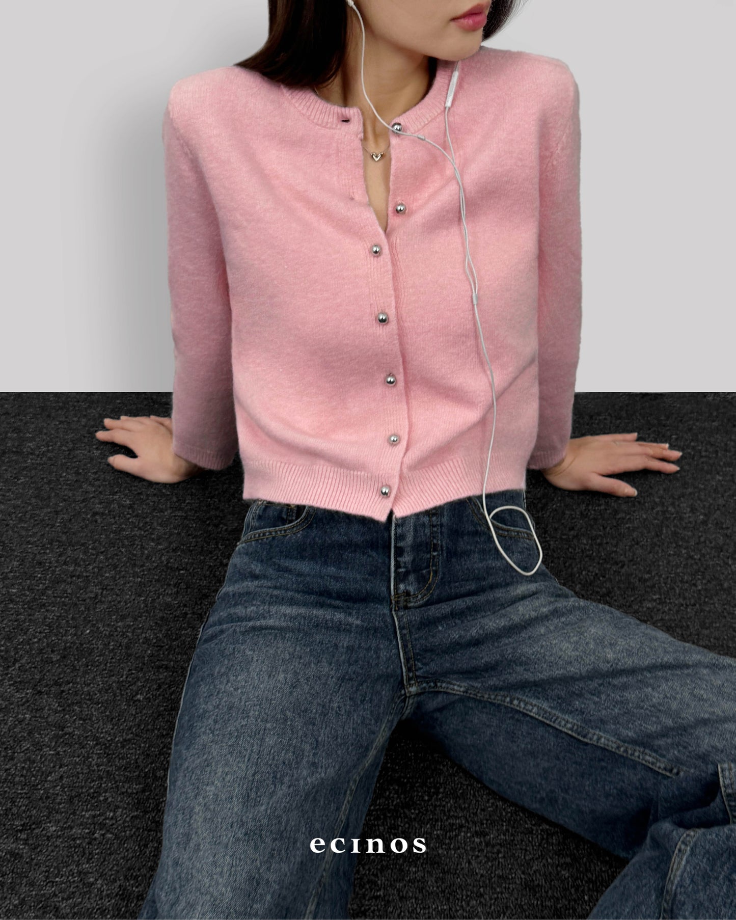 ECINOS - Jennie Hairy Wool Knitted Cardigan