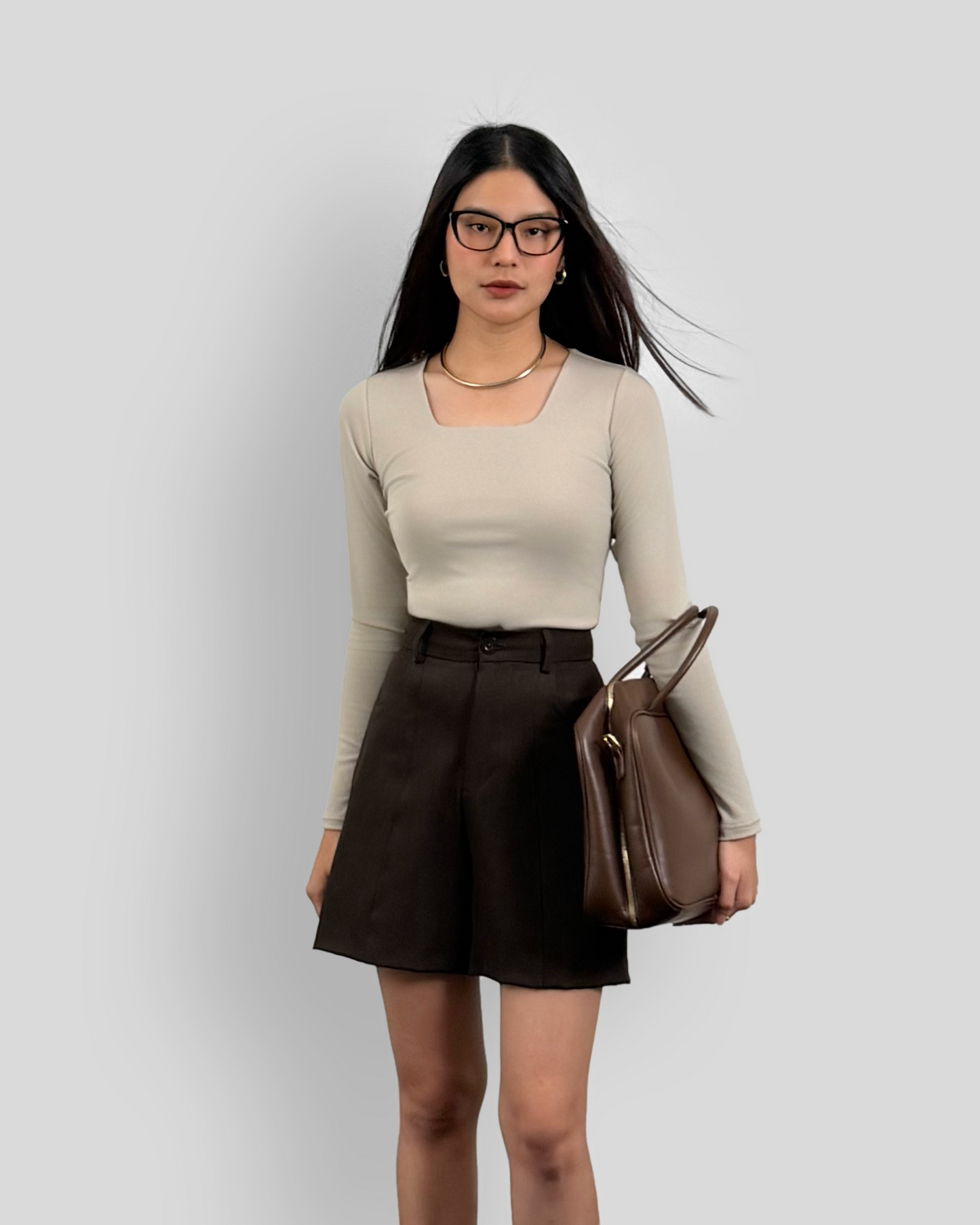 ECINOS - Fitted Open Back Longsleeved Tencel Top