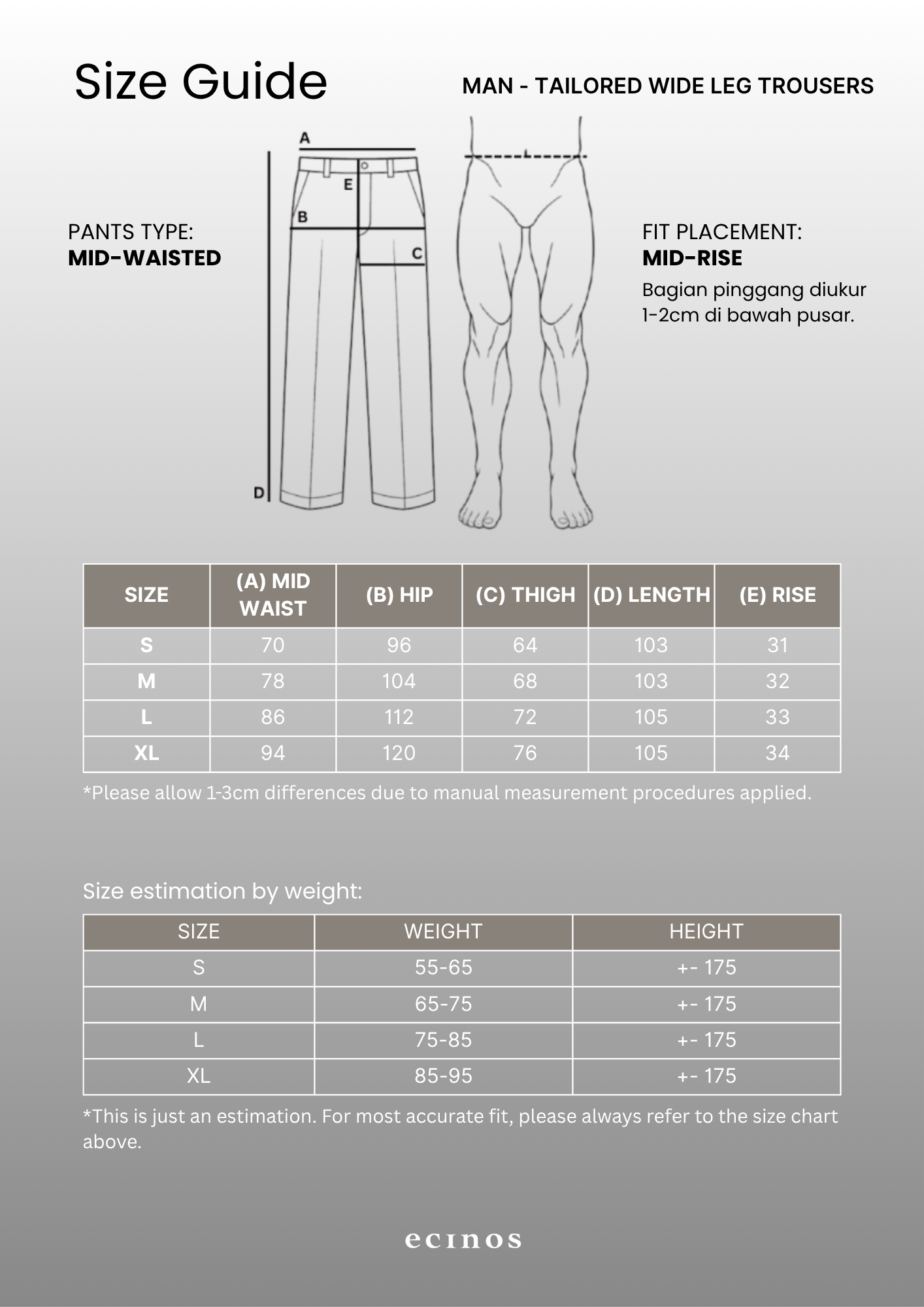 ECINOS Man - Tailored Wide Leg Trousers