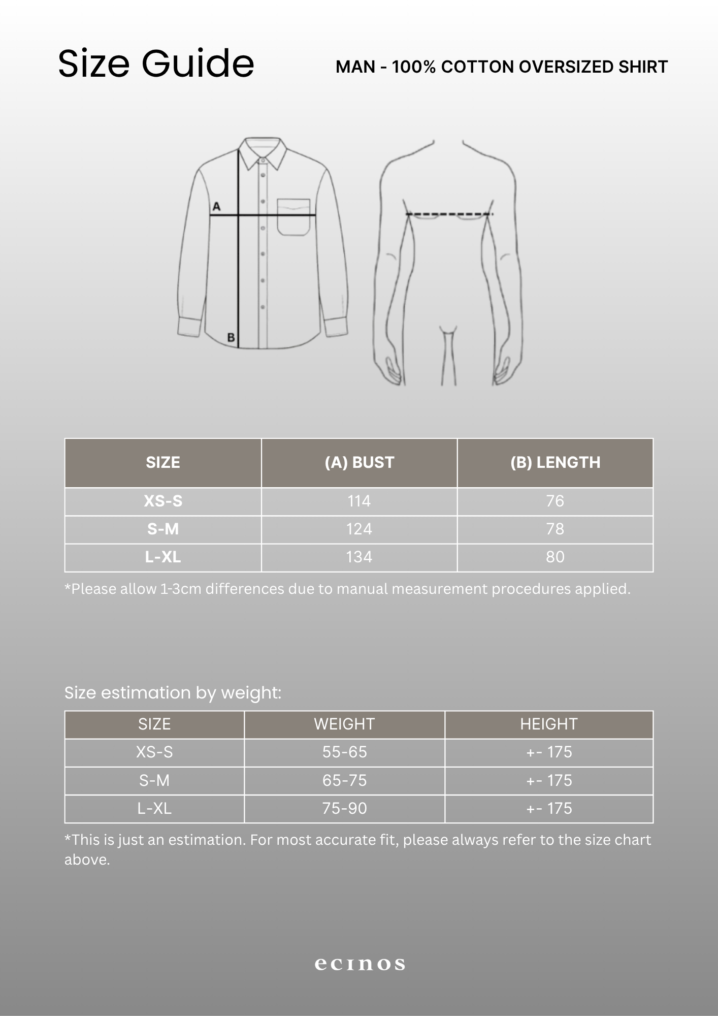 ECINOS Man - 100% Cotton Oversized Shirt (Man Version)