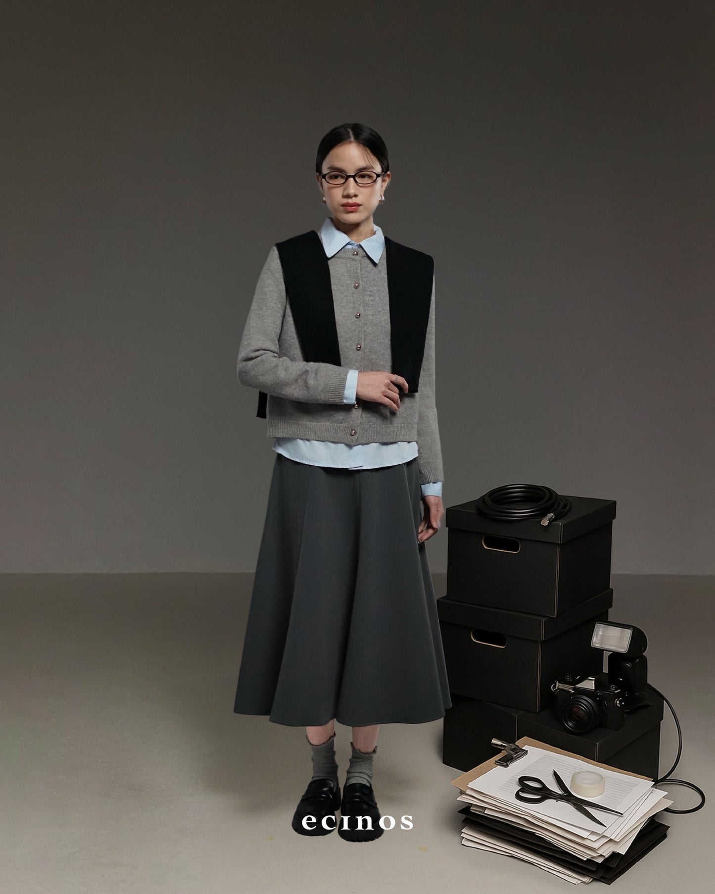 ECINOS - Panel Wool Flared Skirt