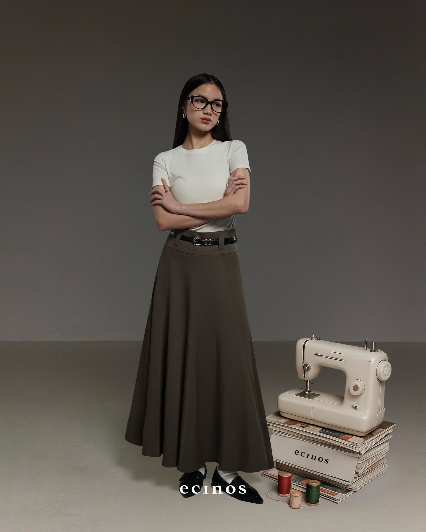 ECINOS - Panel Wool Flared Skirt
