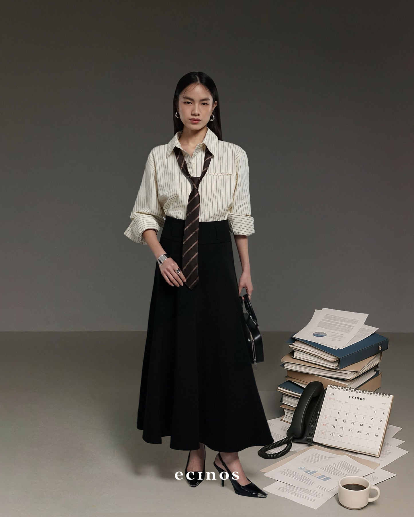 ECINOS - Panel Wool Flared Skirt