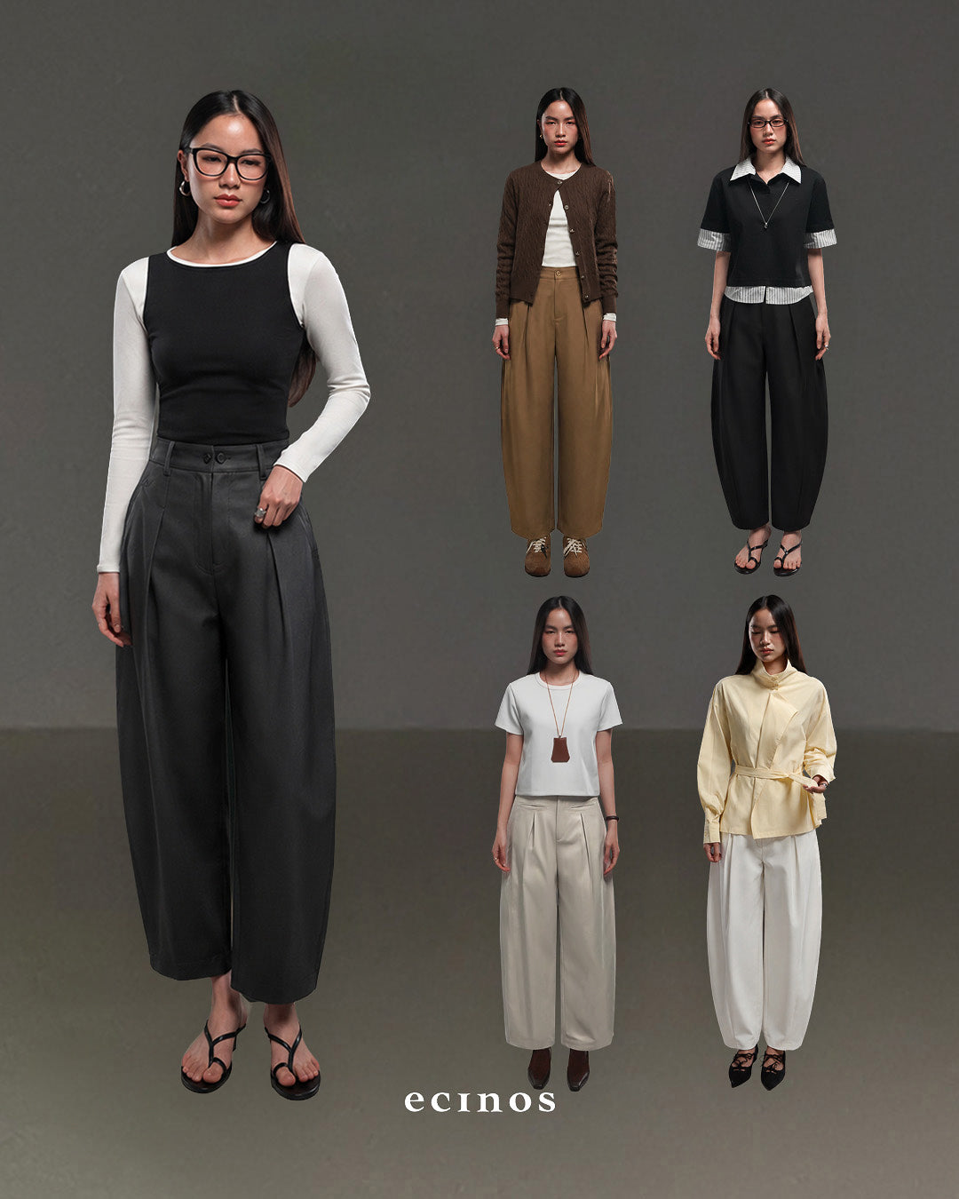 ECINOS - Joan Barrel Cotton Trousers