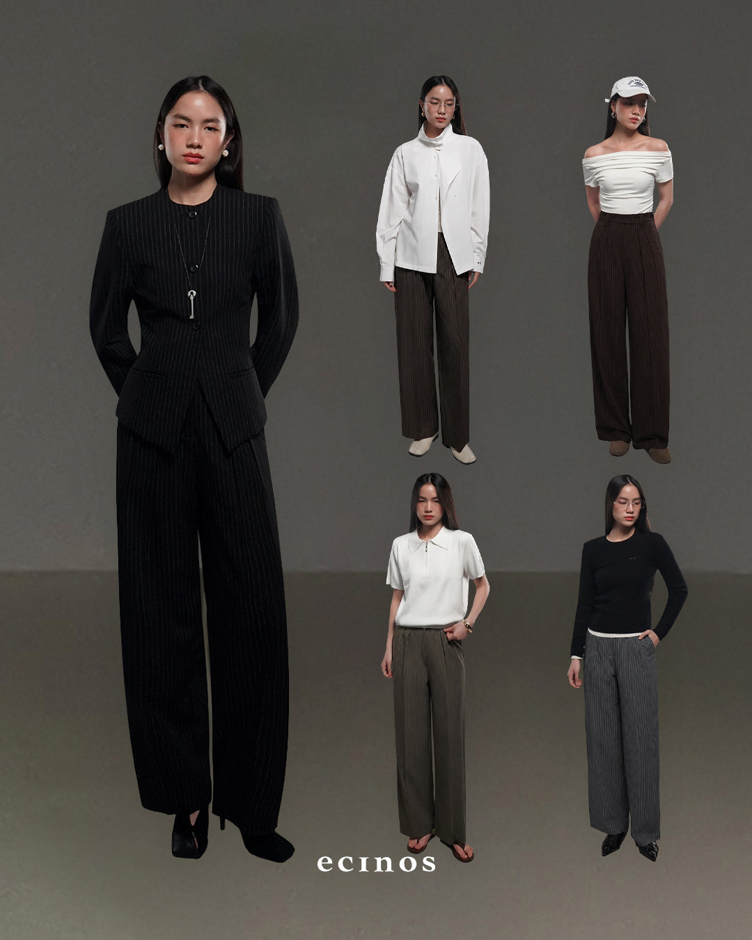 ECINOS - Harper Pleated Straight Trousers