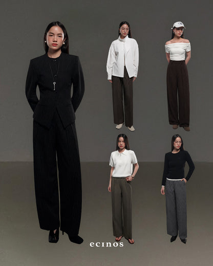 ECINOS - Harper Pleated Straight Trousers
