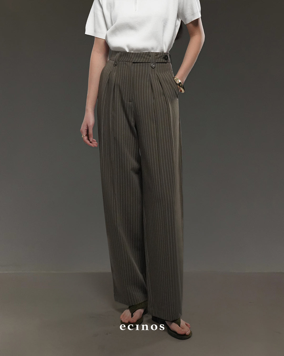 ECINOS - Harper Pleated Straight Trousers
