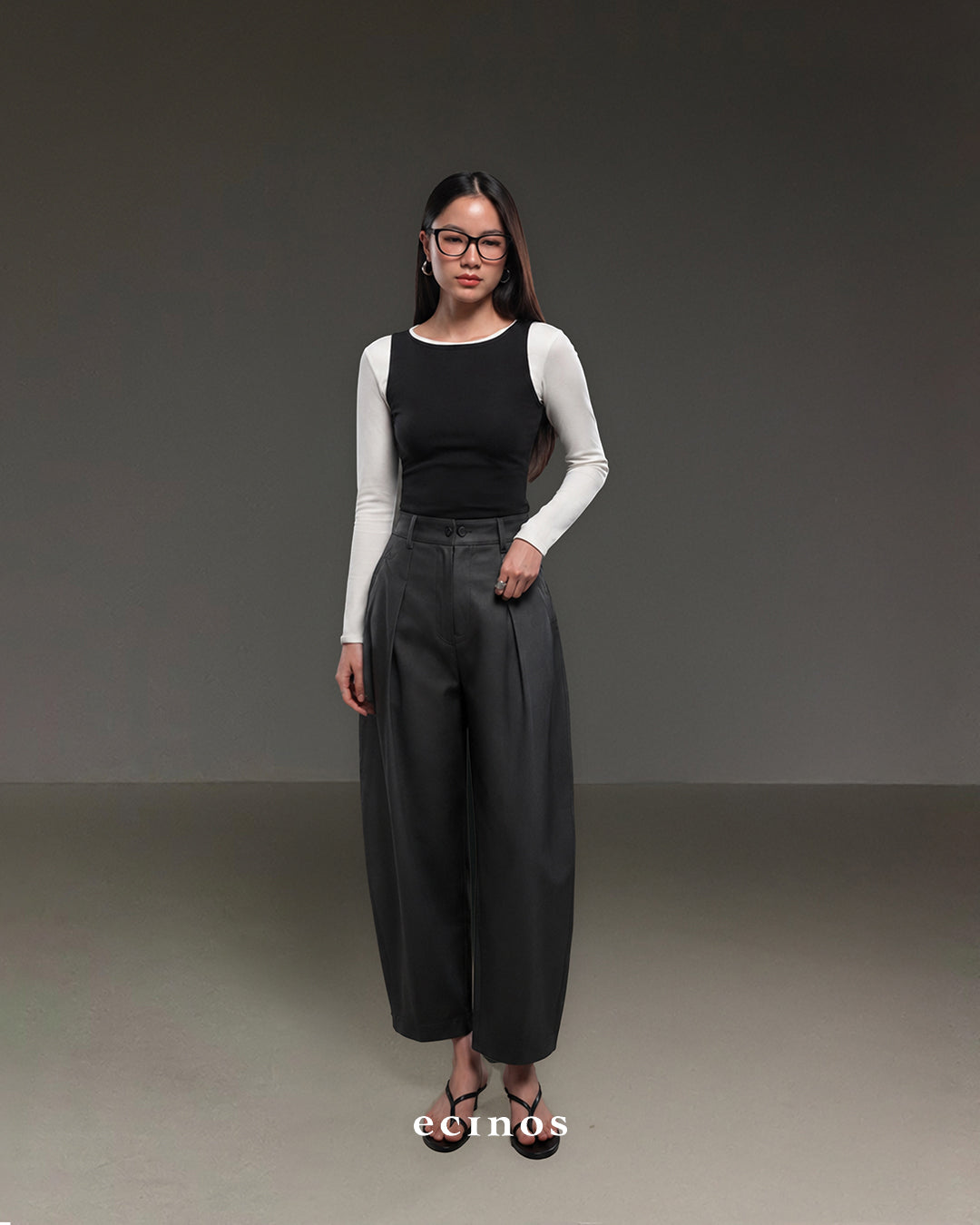ECINOS - Joan Barrel Cotton Trousers