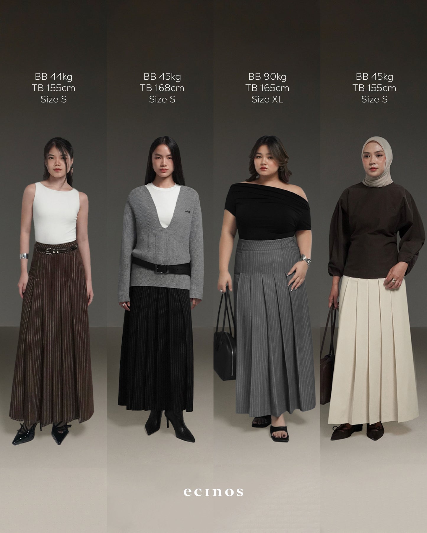 ECINOS - Elene Pleated Midi Skirt & Maxi Skirt