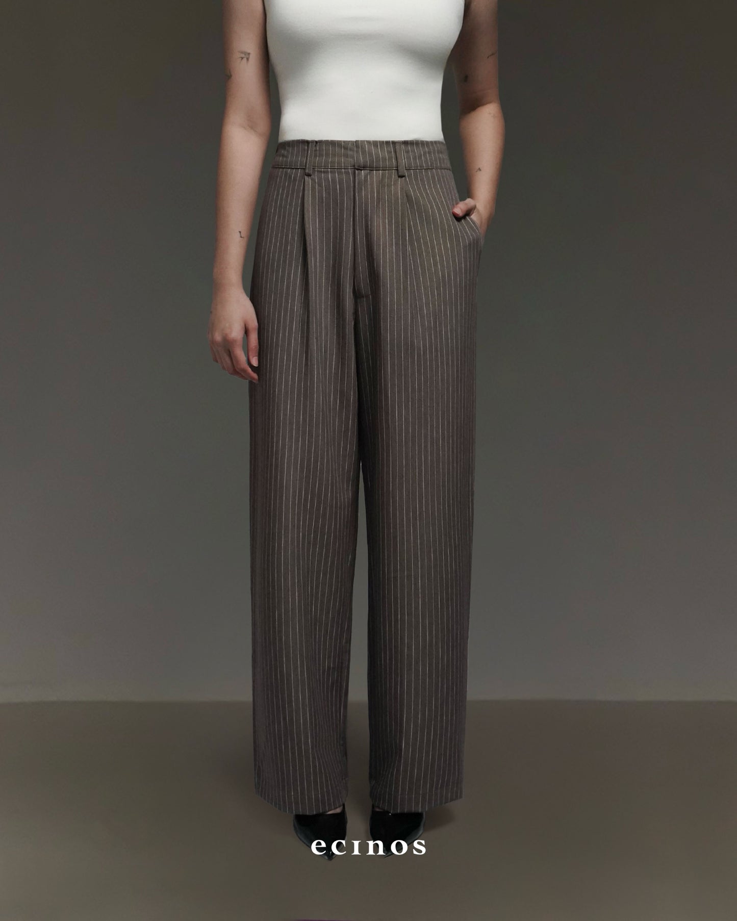 ECINOS - Pinstriped Museum Pants