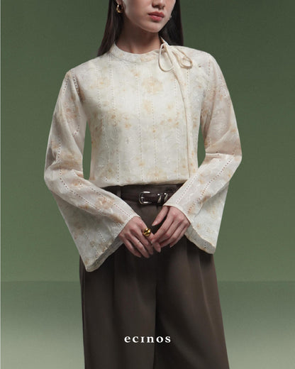 ECINOS - Peony Tie Neck Blouse
