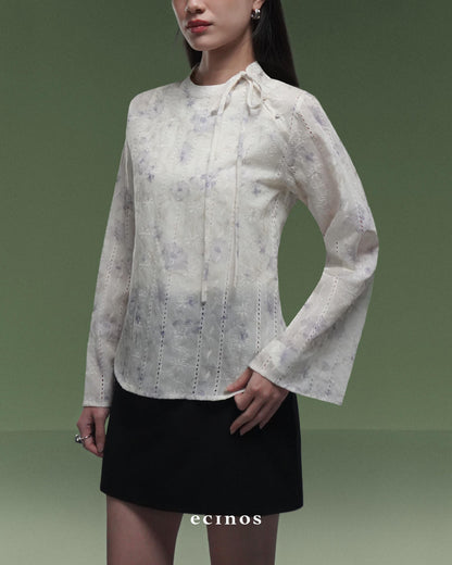 ECINOS - Peony Tie Neck Blouse