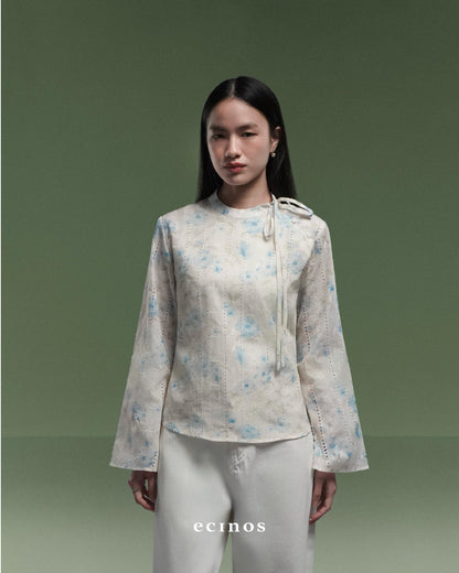 ECINOS - Peony Tie Neck Blouse