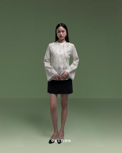 ECINOS - Peony Tie Neck Blouse
