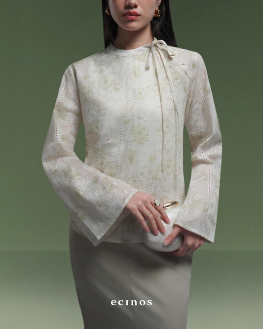 ECINOS - Peony Tie Neck Blouse