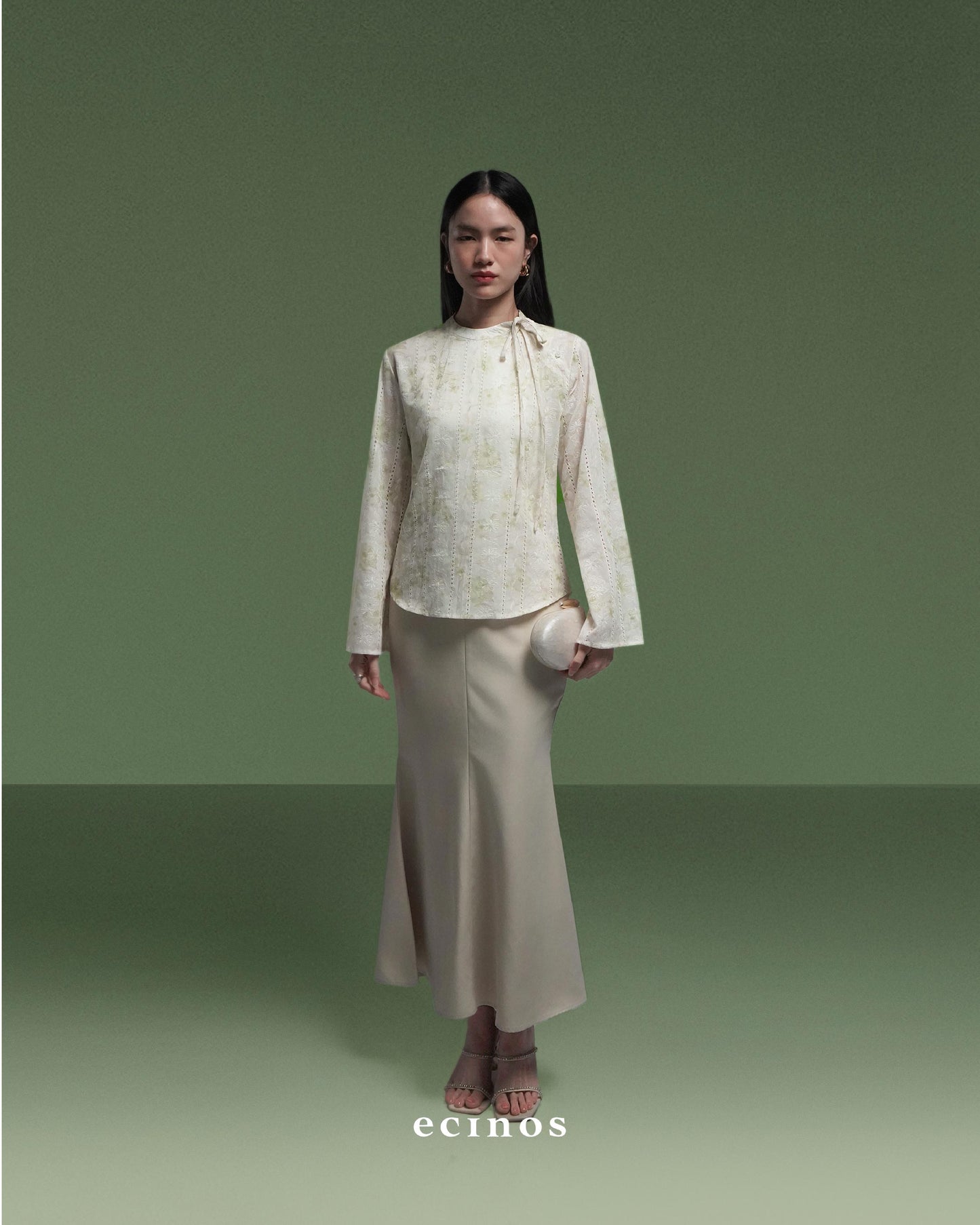 ECINOS - Peony Tie Neck Blouse