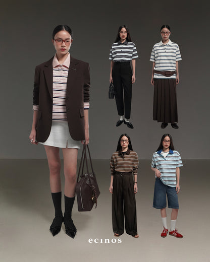 ECINOS - Ivy Striped Cotton Rugby Shirt