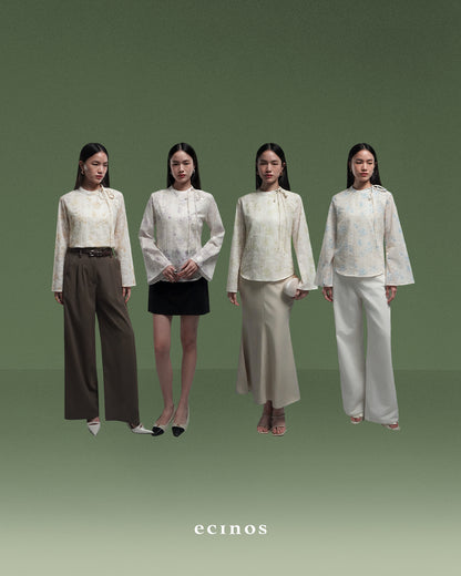 ECINOS - Peony Tie Neck Blouse