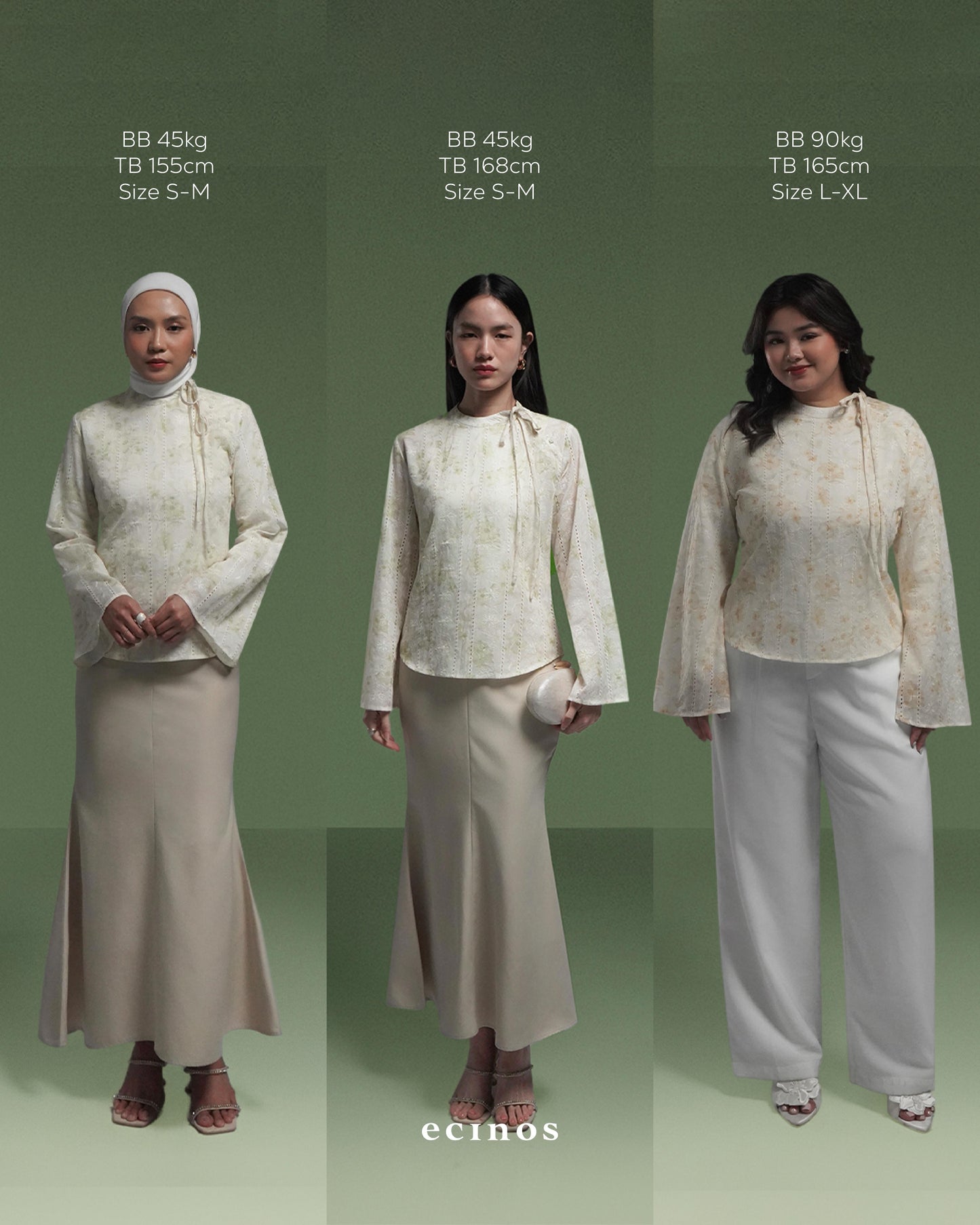 ECINOS - Peony Tie Neck Blouse