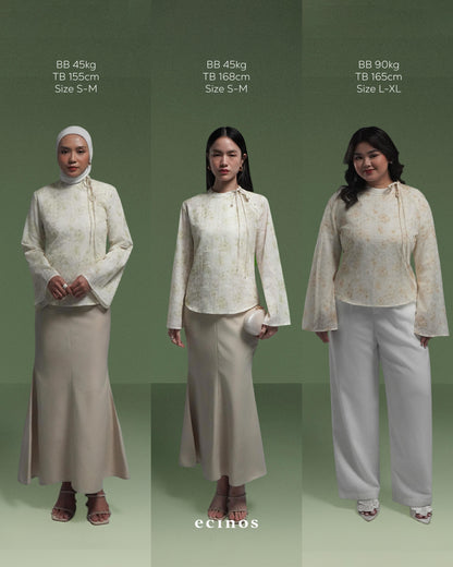 ECINOS - Peony Tie Neck Blouse