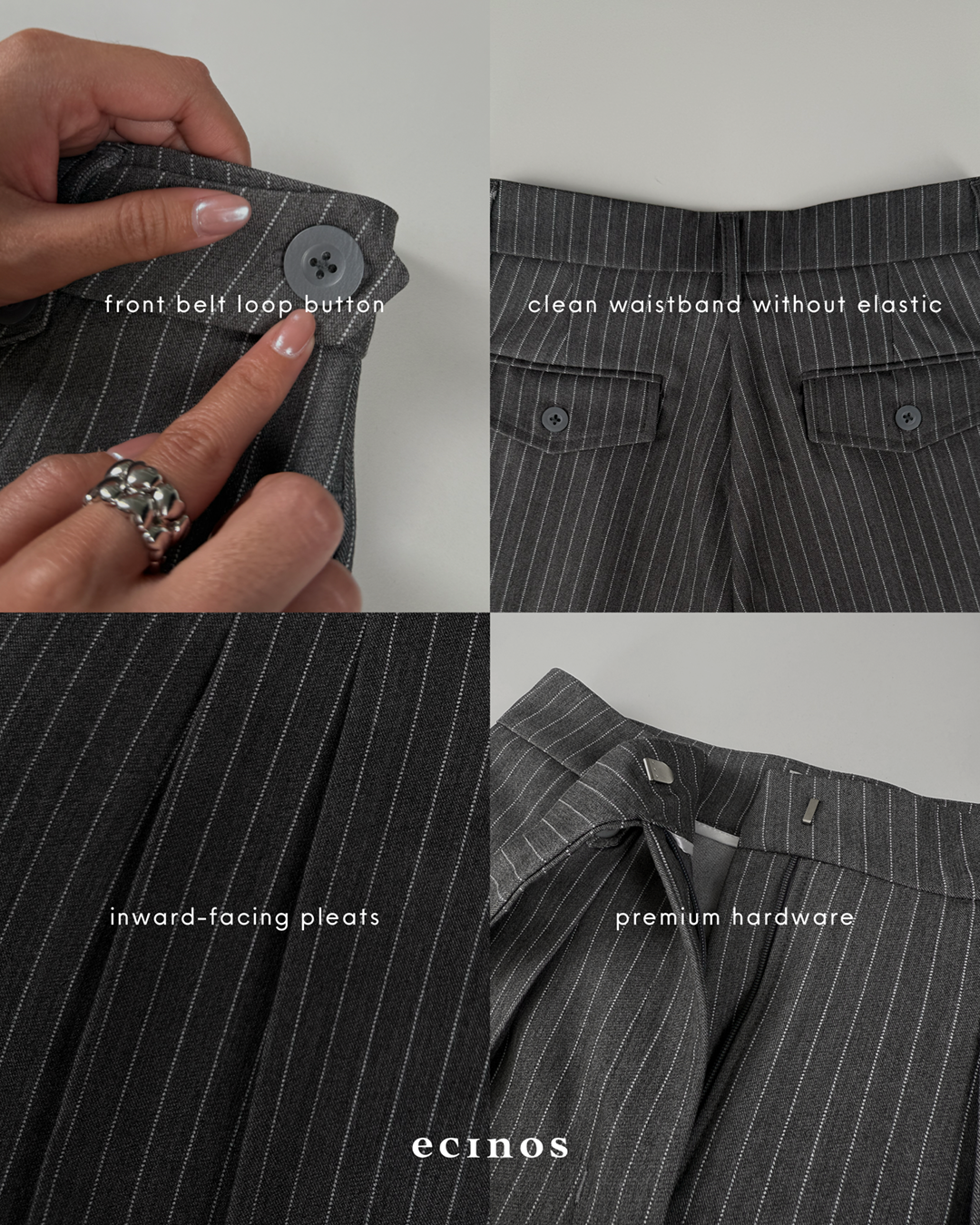 ECINOS - Harper Pleated Straight Trousers