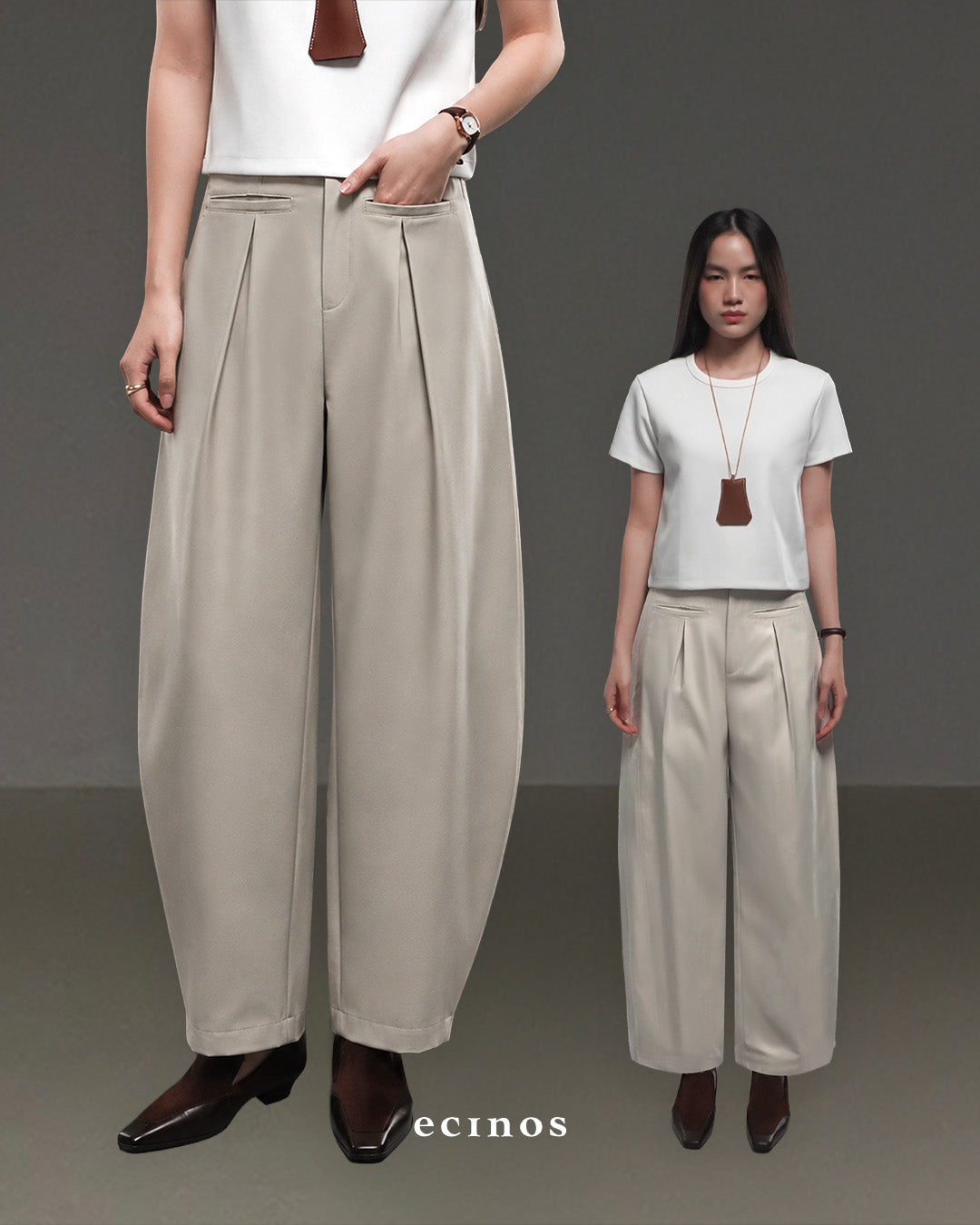 ECINOS - Joan Barrel Cotton Trousers