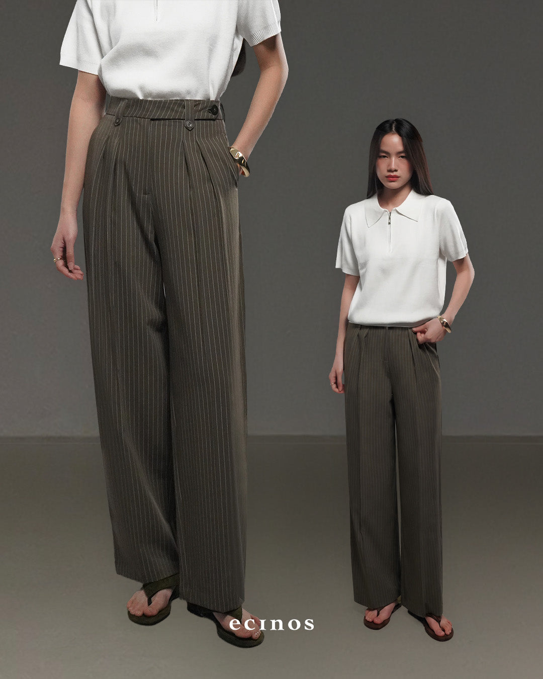 ECINOS - Harper Pleated Straight Trousers