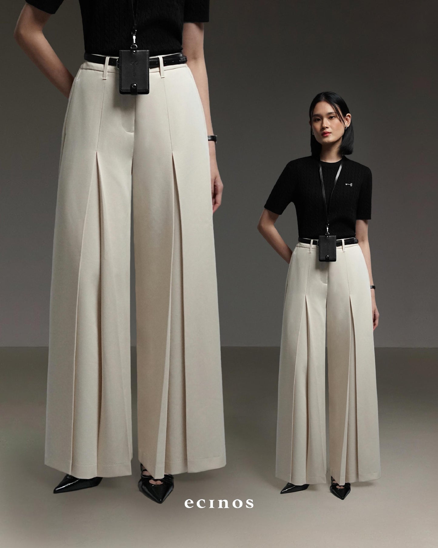 ECINOS - Rowan Pleated Wide Leg Trousers