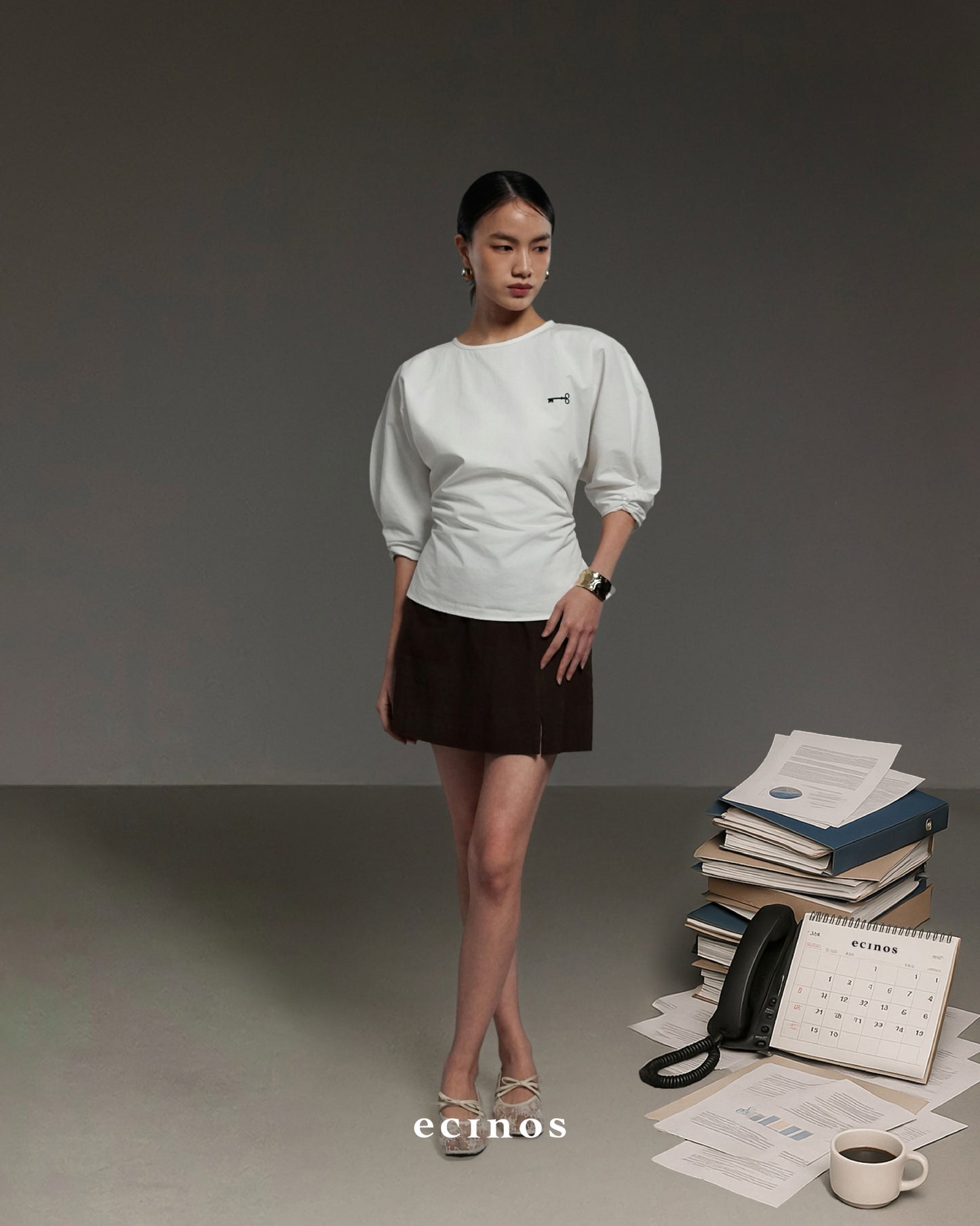 ECINOS - Drawstring Cotton Blouse