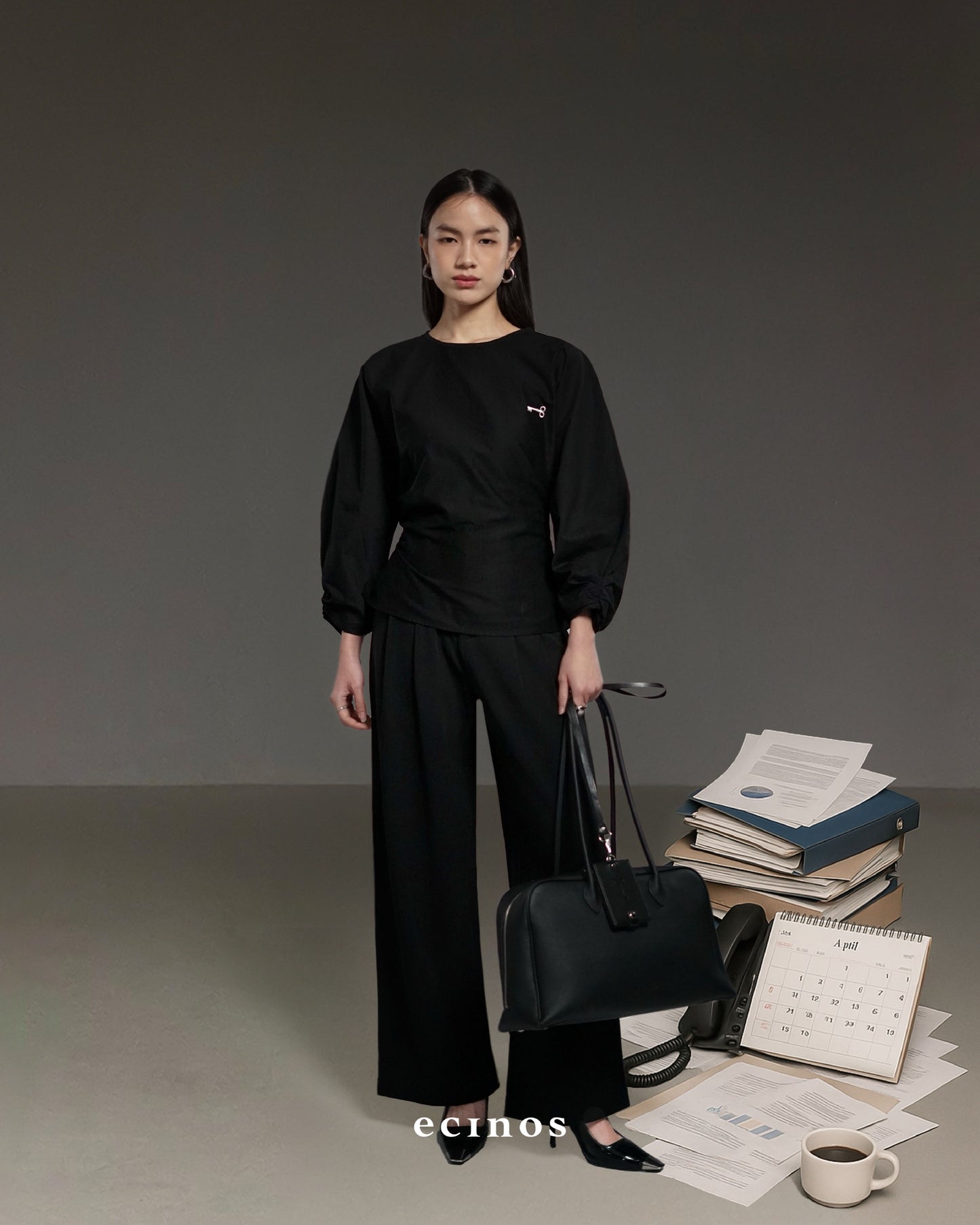 ECINOS - Drawstring Cotton Blouse