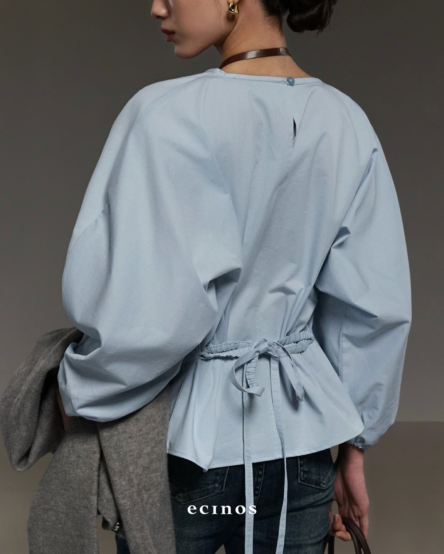 ECINOS - Drawstring Cotton Blouse
