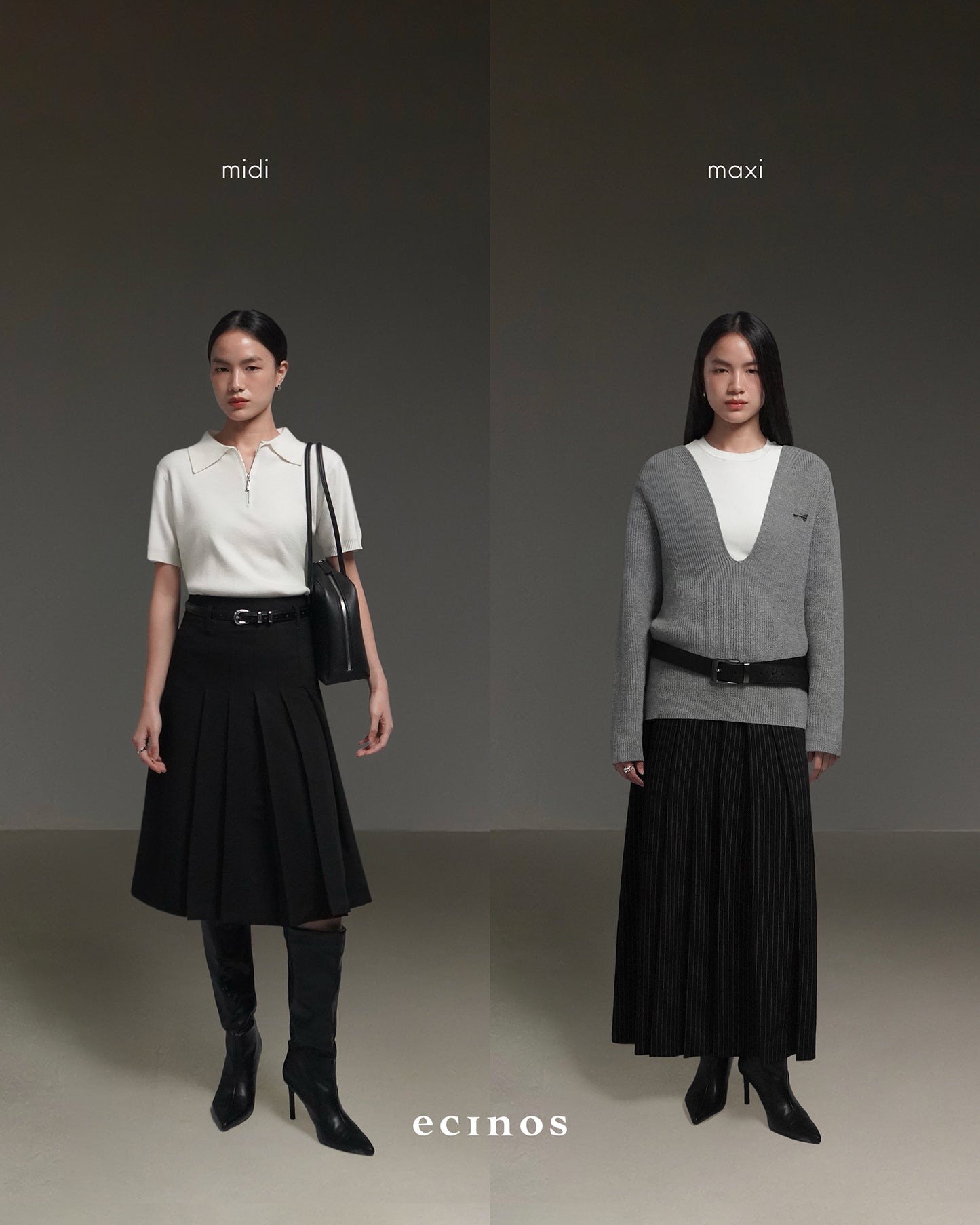 ECINOS - Elene Pleated Midi Skirt & Maxi Skirt