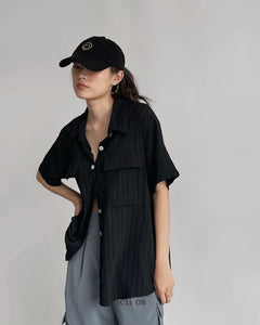 Irene Crinkle Top in Black